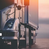 The truck runs on the highway. 3d render and illustration. The truck runs on the highway. 3d render and illustration.